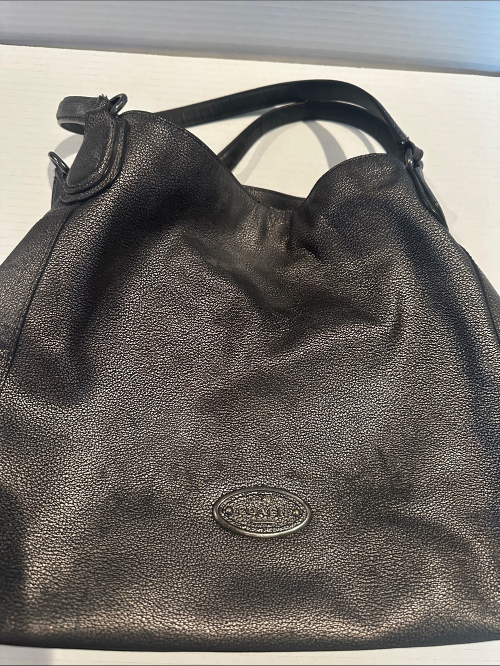 Coach Black Pebbled Leather Hobo Shoulder Bag